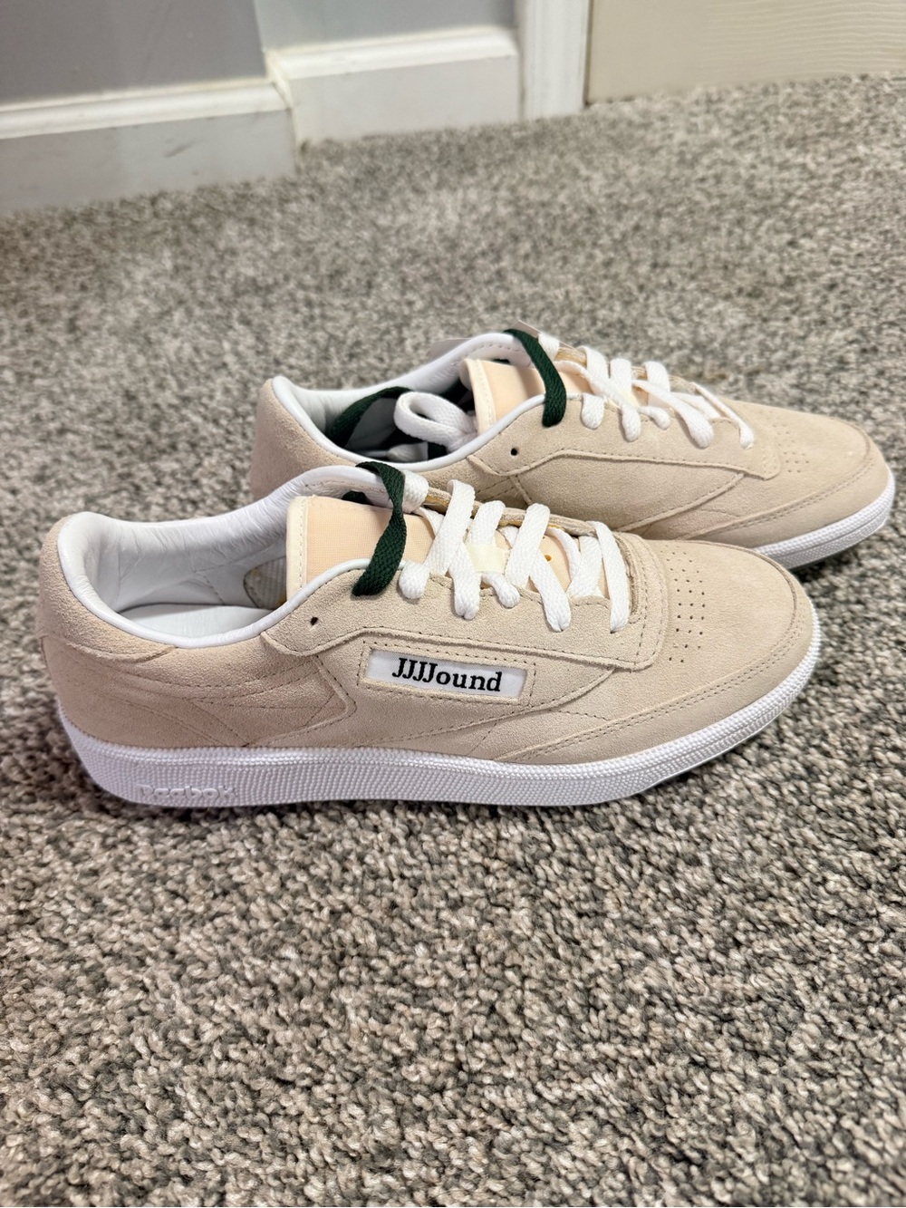 Reebok JJJJound Club C85 Suede Tan Sneakers w/ extra Dark Green Laces NWT + Box